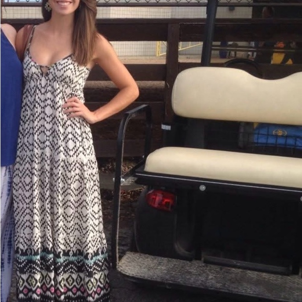 Billabong Brighter Than Black and Beige Print Maxi Dress